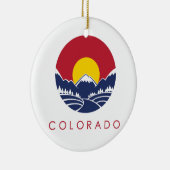 Rocky Mountain Colorado Sunset Logo Keramisch Ornament (Rechts)