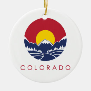 Rocky Mountain Colorado Sunset Logo Keramisch Ornament