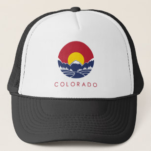 Rocky Mountain Colorado Sunset Logo Trucker Pet