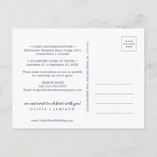 Rocky Mountain Destination Save the Date Briefkaar Uitnodiging Briefkaart (Achterkant)