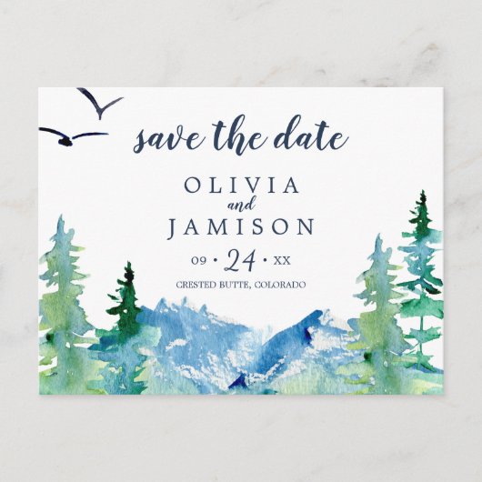 Rocky Mountain Destination Save the Date Briefkaar Uitnodiging Briefkaart (Voorkant)