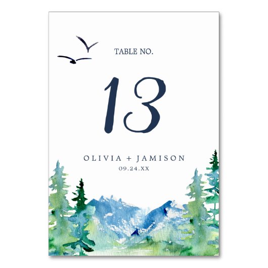 Rocky Mountain Destination Wedding Table Number Kaart (Achterkant)
