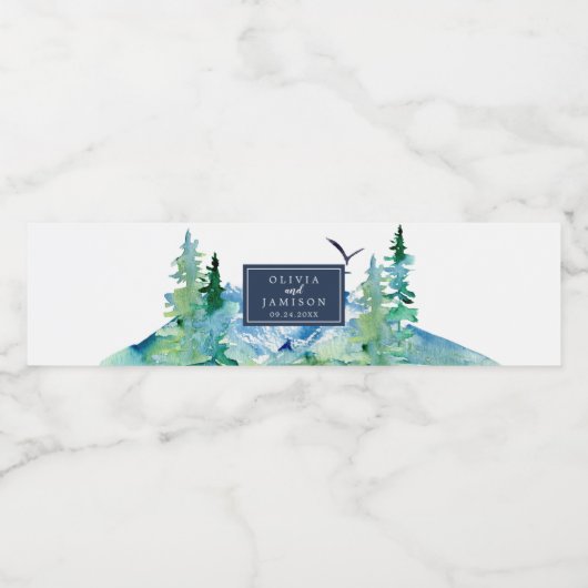 Rocky Mountain Destination Wedding Waterfles Etiket (Enkel label)