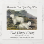Rocky Mountain Goat (Capra Americana, Audubon) Sparkling Wijnetiket (Enkel label)