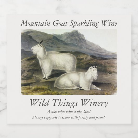 Rocky Mountain Goat (Capra Americana, Audubon) Sparkling Wijnetiket (Enkel label)