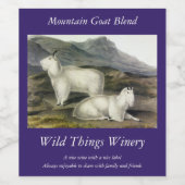 Rocky Mountain Goat (Capra Americana, Audubon) Wijn Etiket (Enkel label)