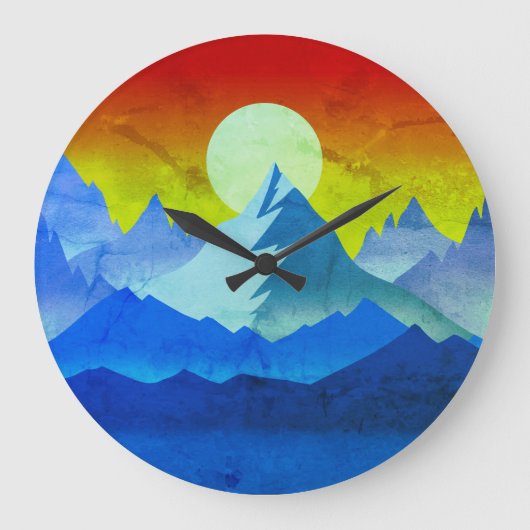 Rocky Mountain Golden Hour Sun Art Grote Klok (Voorkant)