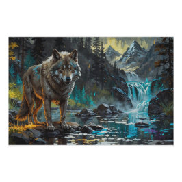 Rocky Mountain Grey Wolf Art Perfect Poster