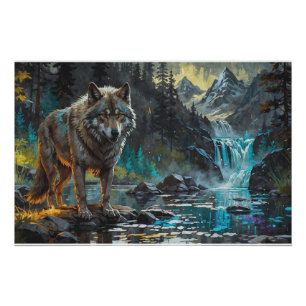 Rocky Mountain Grey Wolf Art Perfect Poster
