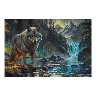 Rocky Mountain Grey Wolf Art Perfect Poster