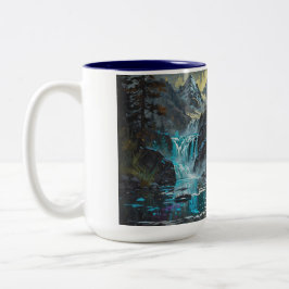 Rocky Mountain Grey Wolf Art Tweekleurige Koffiemok