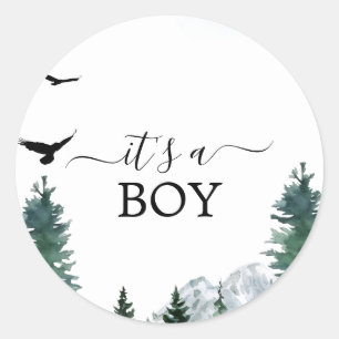 Rocky Mountain Het Is Een Jongen Baby Shower Stick Ronde Sticker