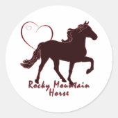 Rocky Mountain Horse Silhouette Heart Equestrian Ronde Sticker (Voorkant)