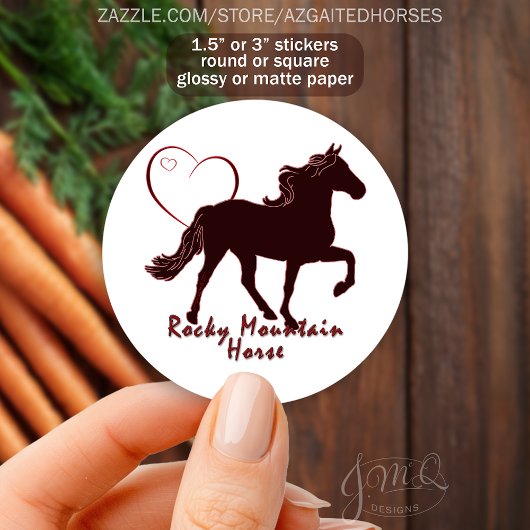 Rocky Mountain Horse Silhouette Heart Equestrian Ronde Sticker