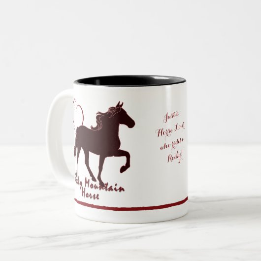 Rocky Mountain Horse Silhouette Heart Tweekleurige Koffiemok (Voorkant links)