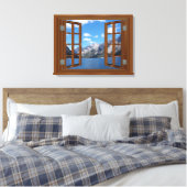 Rocky Mountain Lake Fab Window Canvas Afdruk (Insitu (Slaapkamer))