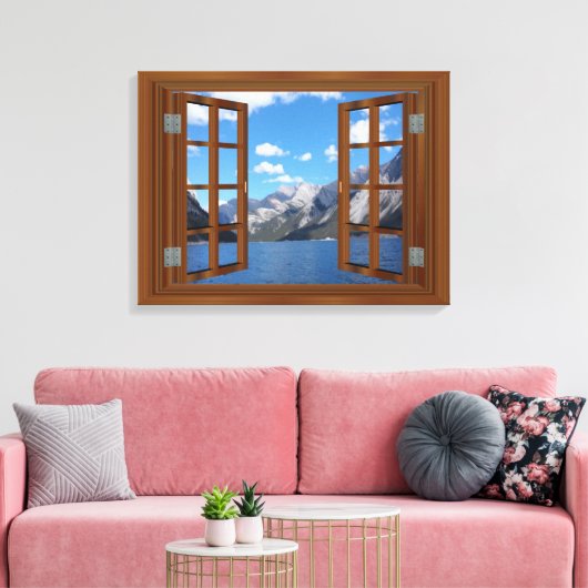 Rocky Mountain Lake Fab Window Canvas Afdruk (Insitu (Woonkamer))