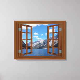 Rocky Mountain Lake Fab Window Canvas Afdruk