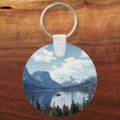 Rocky Mountain Lake uitzicht, Glacier National Par Sleutelhanger (Voorkant)