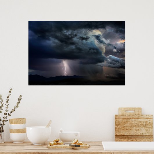 Rocky Mountain Lightning Storm Poster (Keuken)