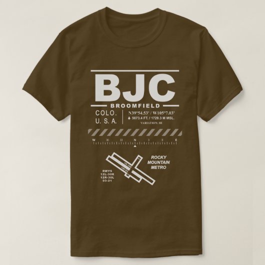 Rocky Mountain Metropolitan Airport BJC T-shirt (Design voorkant)
