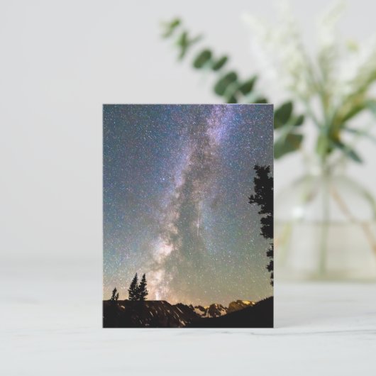 Rocky Mountain Milky Way en Falling Star Briefkaart (Staand voorkant)