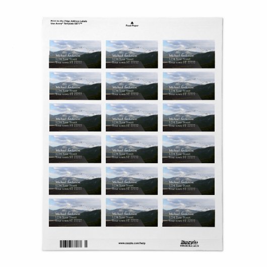 Rocky Mountain National Park Adreslabel Etiket (Full Sheet)