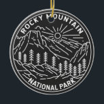 Rocky Mountain National Park Colorado Monoline  Keramisch Ornament<br><div class="desc">Rocky Mountain-vectorkunstontwerp. Het park staat bekend om de Trail Ridge Road en de Old Herfst River Road,  die over aspen en rivieren rijden.</div>