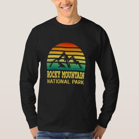 Rocky Mountain National Park Colorado Retro Sunset T-shirt (Voorkant)