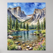 Rocky Mountain National Park Dream Lake Waterverf Poster (Voorkant)
