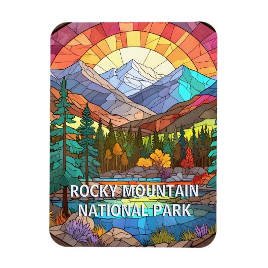 Rocky Mountain National Park Faux Glas in lood Magneet (Verticaal)