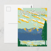 Rocky Mountain National Park Illustratie Reizen Briefkaart (Voorkant / Achterkant)