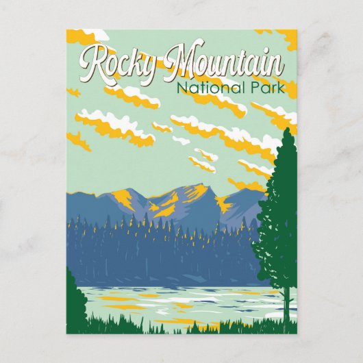 Rocky Mountain National Park Illustratie Reizen Briefkaart (Voorkant)