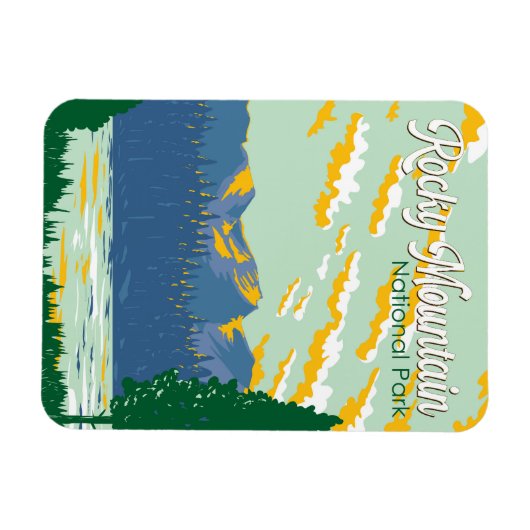 Rocky Mountain National Park Illustratie Reizen Magneet (Horizontaal)