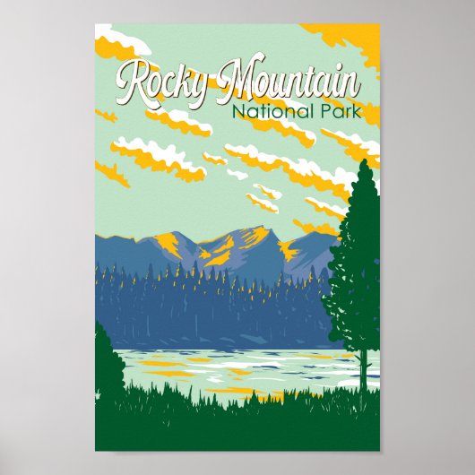 Rocky Mountain National Park Illustratie Reizen Poster (Voorkant)