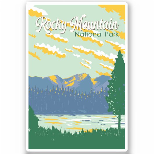 Rocky Mountain National Park Illustratie Reizen Sticker (Voorkant)