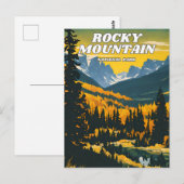 Rocky Mountain National Park illustratie retro Briefkaart (Voorkant / Achterkant)