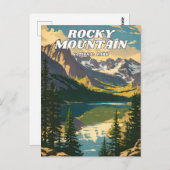 Rocky Mountain National Park illustratie retro De Briefkaart (Voorkant / Achterkant)