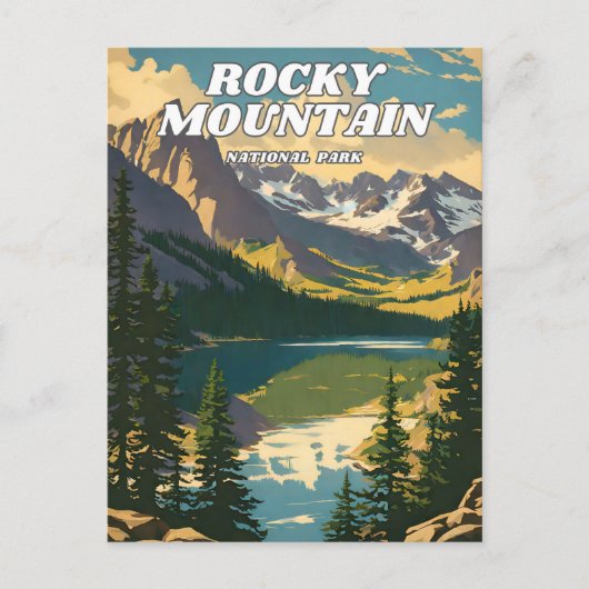 Rocky Mountain National Park illustratie retro De Briefkaart (Voorkant)