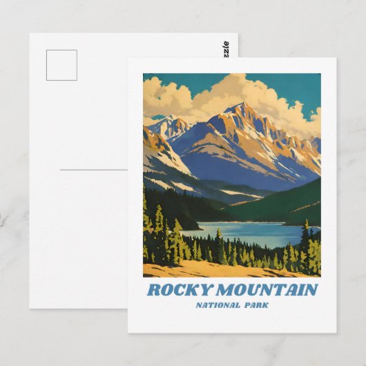 Rocky Mountain National Park illustratie retro H Briefkaart (Voorkant / Achterkant)