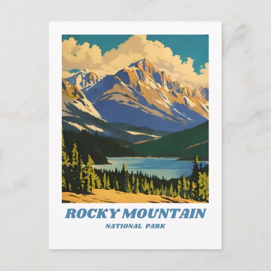 Rocky Mountain National Park illustratie retro H Briefkaart (Voorkant)
