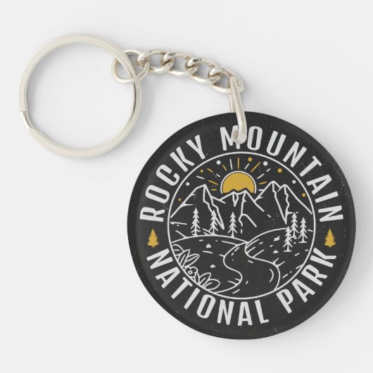 Rocky Mountain National Park Minimalistische souve Sleutelhanger (Voorkant)