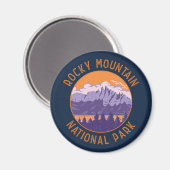 Rocky Mountain National Park Retro Distress Art Magneet (Voorkant / Achterkant)