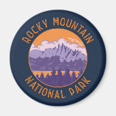 Rocky Mountain National Park Retro Distress Art Magneet (Voorkant)