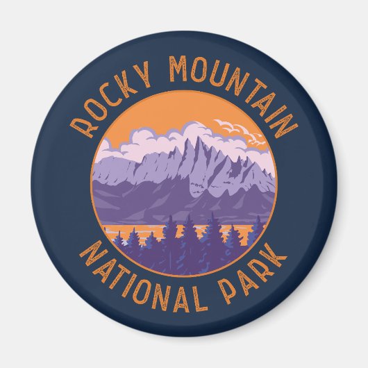 Rocky Mountain National Park Retro Distress Art Magneet (Voorkant)