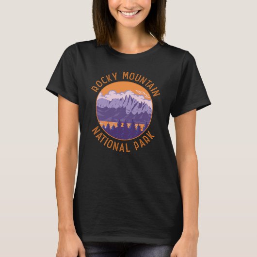 Rocky Mountain National Park Retro Distress Art T-shirt (Voorkant)