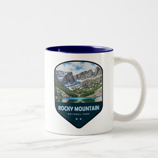 Rocky Mountain National Park Shield Tweekleurige Koffiemok (Rechts)