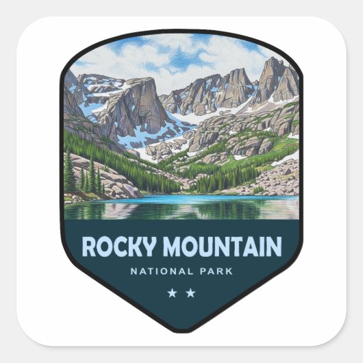Rocky Mountain National Park Shield Vierkante Sticker (Voorkant)