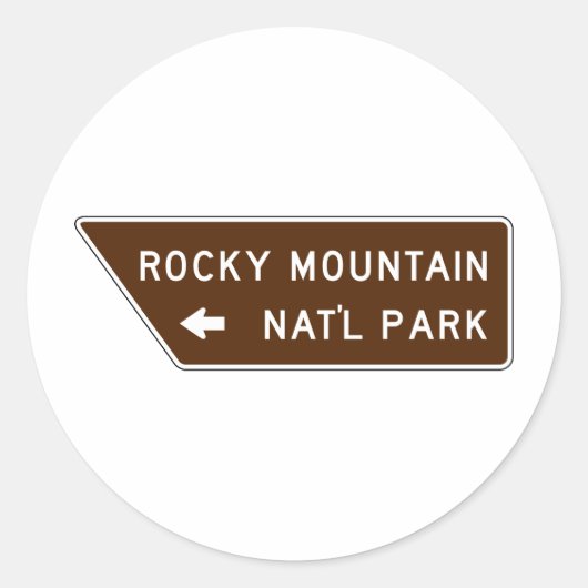 Rocky Mountain National Park Street Sign Ronde Sticker (Voorkant)