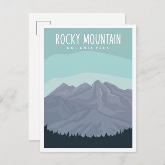 Rocky Mountain National Park Travel Illustration Briefkaart (Voorkant / Achterkant)